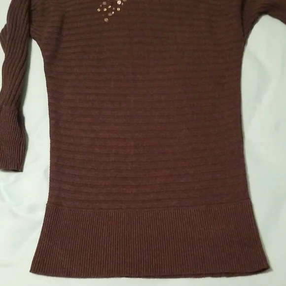 Elegant BLACK RIVET Knitted Dark Grey Dress Long Sleeves w Sequins Women Size S - Picture 14 of 16